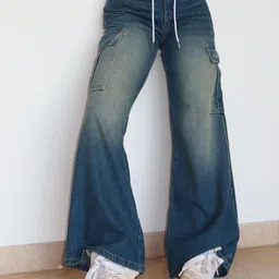 Off Duty India Women Wide Leg Mid-Rise Mildly Distressed Heavy Fade Jeans-picture-38