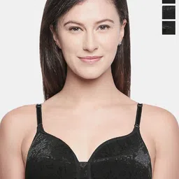 Bodycare Women 3 Pcs Self Design Full Coverage Cotton Lightly Padded Tshirt Bra-picture-21