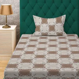 Myntra Elegant Homes Brown Printed Pure Cotton 400 TC Single Bedsheet Set 2.25m x 1.50m image 3