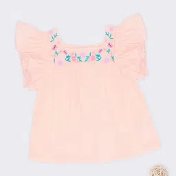 Pantaloons Baby Girls Embroidered Flutter Sleeves Pure Cotton Top-picture-41