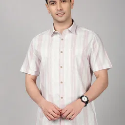 Chennis Vertical Striped Spread Collar Cotton Slim Fit Casual Shirt-image-8