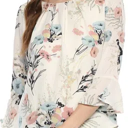 harpa Casual Regular Sleeves Floral Print Women White Top-picture-12