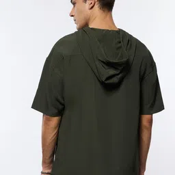 The Souled Store Oversized Hooded Drop-Shoulder Sleeves Pure Cotton T-Shirt image 4