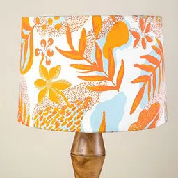 FREEDOM TREE Panai Orange & White Printed Metal Cylindrical Shaped Table Lamp-picture-49