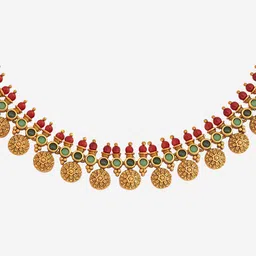 Kushal's Fashion Jewellery Gold-Plated CZ Studded Ethnic Antique Necklace image 2