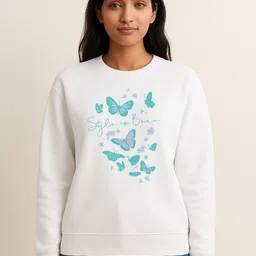 Anikmart Women Graphic Printed Round Neck Organic Cotton Pullover Sweatshirt-picture-27