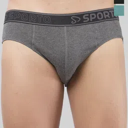 Sporto by Macho Men Pack Of 3 Combed Cotton Basic Briefs-Sporto_M1010-A(1)-Olv(1)-Prt(1)-S-picture-20