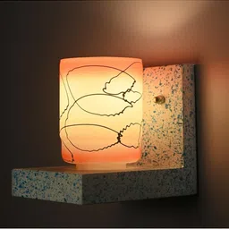 1ST TIME Orange & Orange Textured Wood Contemporary Cylinder Shaped Wall Lamp image 4