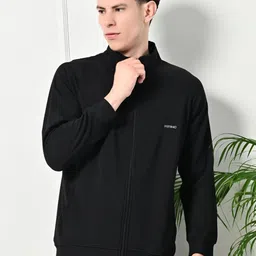 FITINC Men Mock Collar Solid Sports Bomber Jacket-picture-46