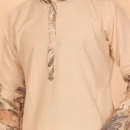 House Of Sanskruti Men Abstract Printed Thread Work Cotton Kurta image 3