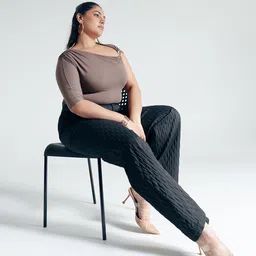 FREAKINS Women Textured Straight Fit High-Rise Trousers-image-88