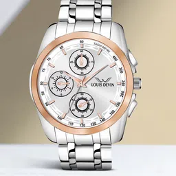 LOUIS DEVIN Men Brass Embellished Dial & Stainless Steel Bracelet Style Straps Analogue Watch LD-G036-RG-picture-17