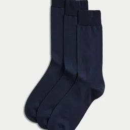 Marks & Spencer Men Pack Of 3 Cotton Knee-Length Socks-picture-22