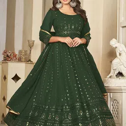 Warthy Ent Floral Embroidered Semi-Stitched Dress Material-image-70