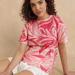 RAREISM WomenAbstract Printed Somtij Primary Pink Top-picture-52