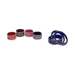 SOMIL Set Of 20 Artificial Stones Studded Glass Bangles-image-20