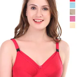 Liigne Pack Of 5 Solid Full Coverage Non Padded All Day Comfort Cotton Maternity Bra-picture-36
