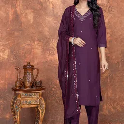 KALINI Women Regular Kurta with Pyjamas & With Dupatta image 5