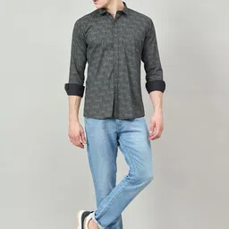 Duke Men Slim Fit Floral Printed Spread Collar Cotton Casual Shirt image 2