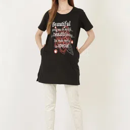 ONE SKY Women Typography 2 Printed Pockets 1 T-shirt image 3