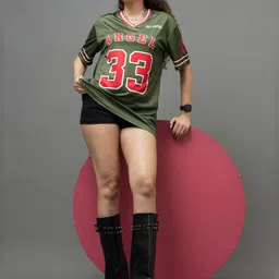 GO DEVIL Women Varsity Printed V-Neck Applique T-shirt image 3