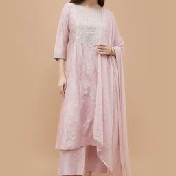 Melange by Lifestyle Women Panelled Kurta with Trousers & With Dupatta image 2