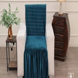 Fashion Throw Teal Velvet Sofa Cover-image-56