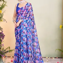 Garden Vareli Floral Printed Pure Chiffon Saree image 2