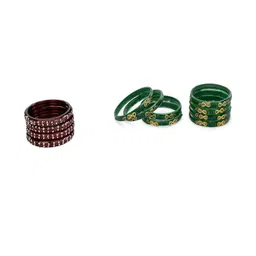 Somil Set Of 12 Alloy Artificial Stones & Beads Bangles-picture-23