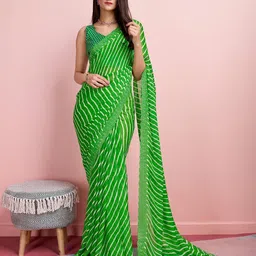 HERE&NOW Leheriya Pure Chiffon Saree image 5