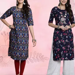 Ethnic basket Women Pack Of 2 Multicoloured Crepe Kurtas-picture-14