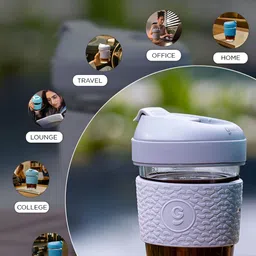 GLASAFE Grey Solid Printed Dishwasher Safe Borosilicate Glass Coffee image 3