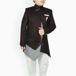 SG YUVRAJ Boys Long Sleeves Multi Slit Sherwani Set-picture-38