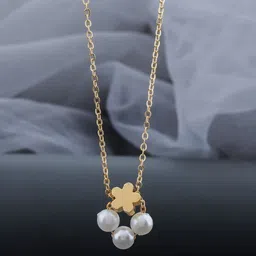 SZN Set Of 2 Stainless Steel Gold-Plated Artificial Beaded Necklace image 5