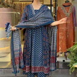 KALINI Women Ethnic Motifs Printed Pleated Kurta with Trousers & With Dupatta image 2