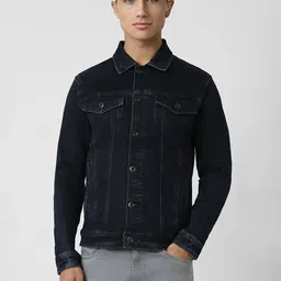 VAN HEUSEN DENIM LABS Men Solid Spread Collar Denim Jacket-image-54