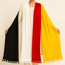 kalamatwala Lycra Blend Solid White, Black, Red, Yellow, Gold Women Dupatta image 4