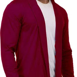 glampanda Men Jacket Style Full Sleeve Maroon Shrug image 3