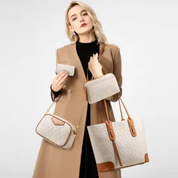 cosmo luxera Women Combo Handbag Embossed Pattern 4 in 1 Set Tote, Cross body, Pouch, Card Holder image 3