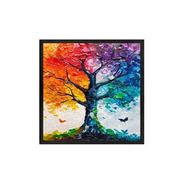 999Store White & Blue Rainbow Tree Nature Canvas Wall Art image 2