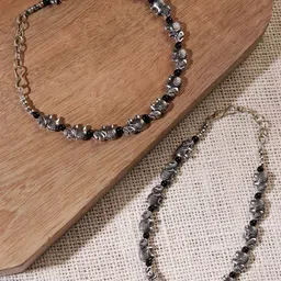 HIGH TRENDZ Silver-Plated Beaded Anklets image 1