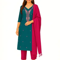 Vrinde Embroidered Woollen Unstitched Dress Material-picture-14