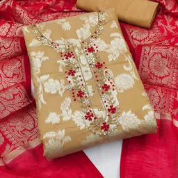 KIMISHA Floral Zari Embellished Unstitched Dress Material-image-59