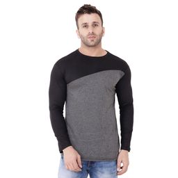 BEYOU FASHION Colourblocked Round Neck Long Sleeve Pockets Applique Slim Fit T-shirt-picture-1