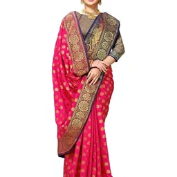 AKSH FASHION Pink Silk Blend Sarees-picture-19