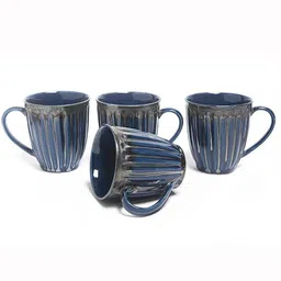 HINDUSTANI SAUDAGAR Blue Crafted Ceramics Solid Ceramic Glossy Mugs Set of Cups and Mugs image 4