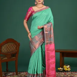 HELLA FASHIONS Woven Design Art Silk Saree-image-25