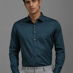 Louis Philippe Men Slim Fit Spread Collar Geometric Printed Cotton Formal Shirt-picture-40