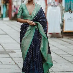 CaniBani Woven Design Zari Silk Blend Banarasi Saree image 5