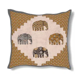 INDHOME LIFE 6Pcs White & Brown Printed Pure-Cotton 190TC Breathable Diwan Set image 4